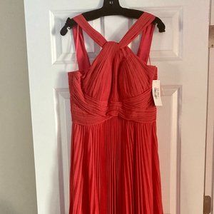 Teri Jon Chiffon Crystal  Accordian Pleated Gown